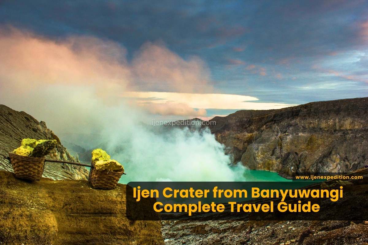 Ijen Crater from Banyuwangi with blue fire phenomenon in East Java Indonesia