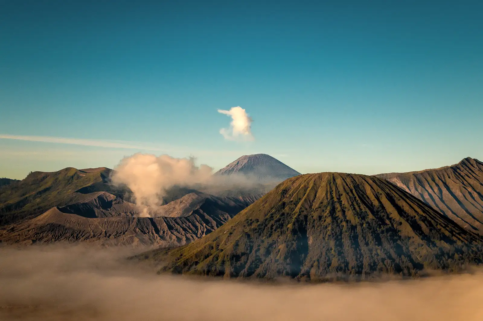 Breathtaking Mount Bromo Sunrise View Scenic view of the Tengger caldera and Mount Bromo volcanic landscape at dawn