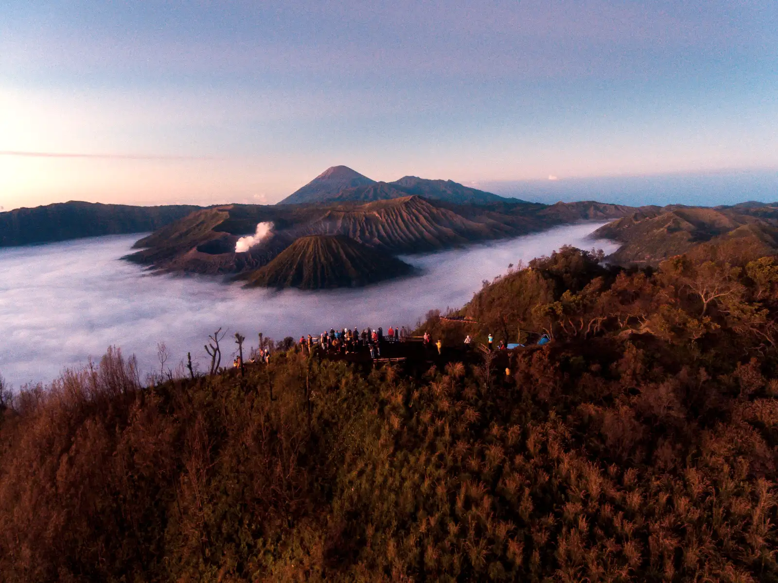 Hiking path towards Mount Ijen in the early morning
