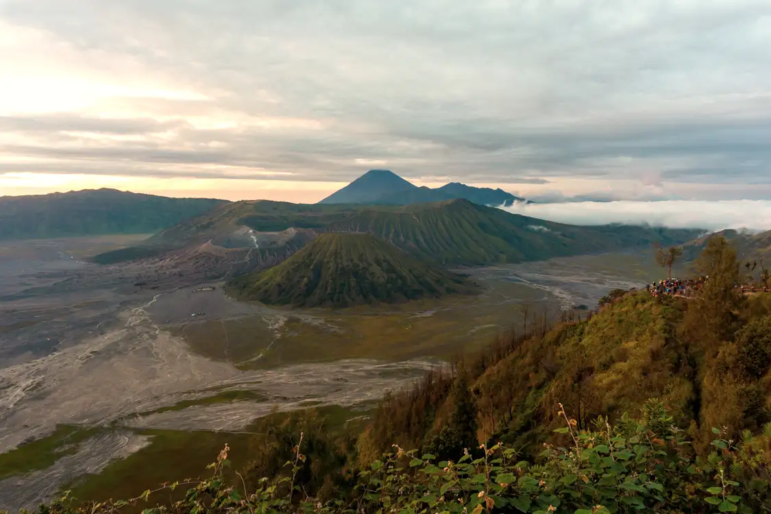 Sunrise view of Mount Bromo and Ijen Crater landscape