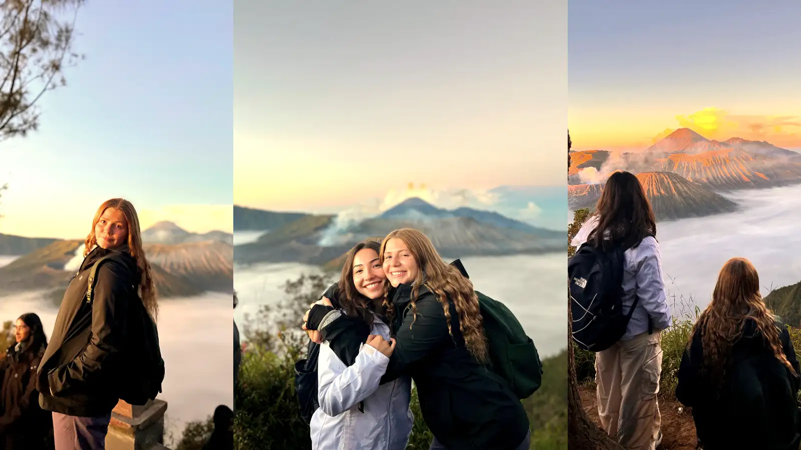 Couple watching sunrise at Mount Bromo Java Indonesia