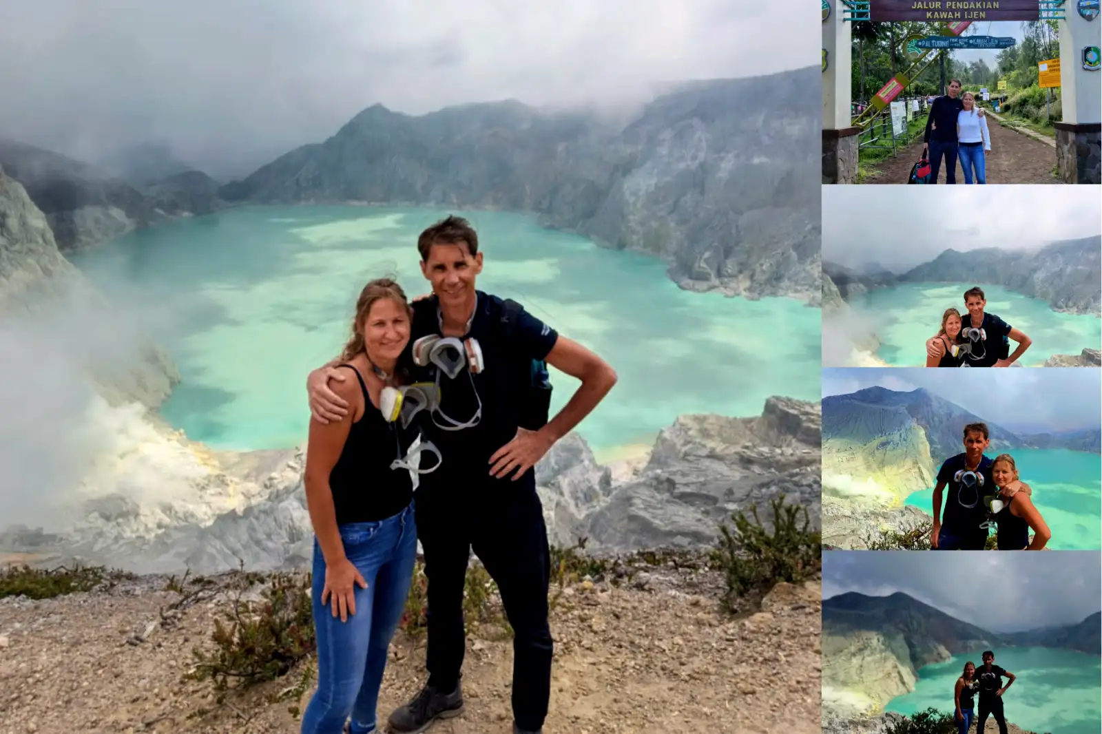 Ijen Crater Summit The turquoise acid lake of Ijen Crater at dawn