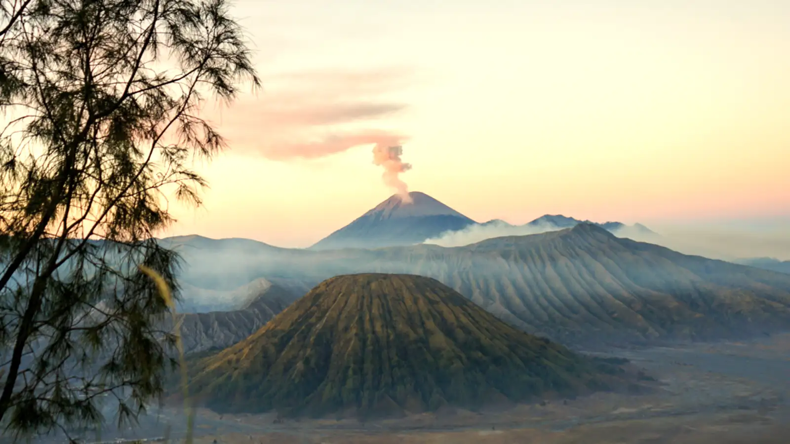 Mount Bromo and Ijen Crater landscape comparison in East Java